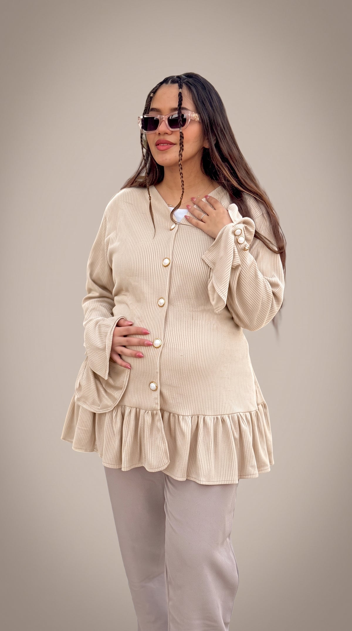 Belle Blouse, Beige