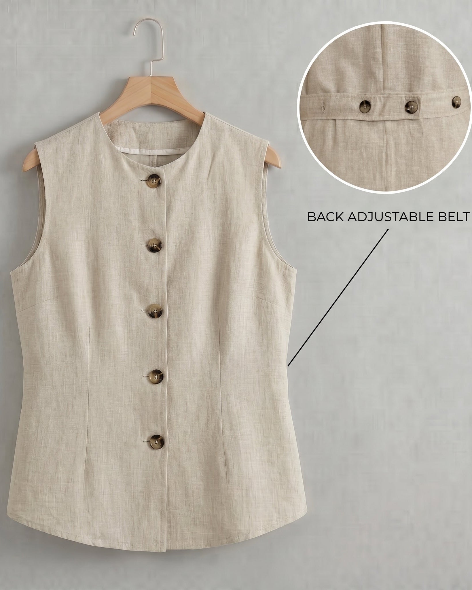 The Beige Linen Vest