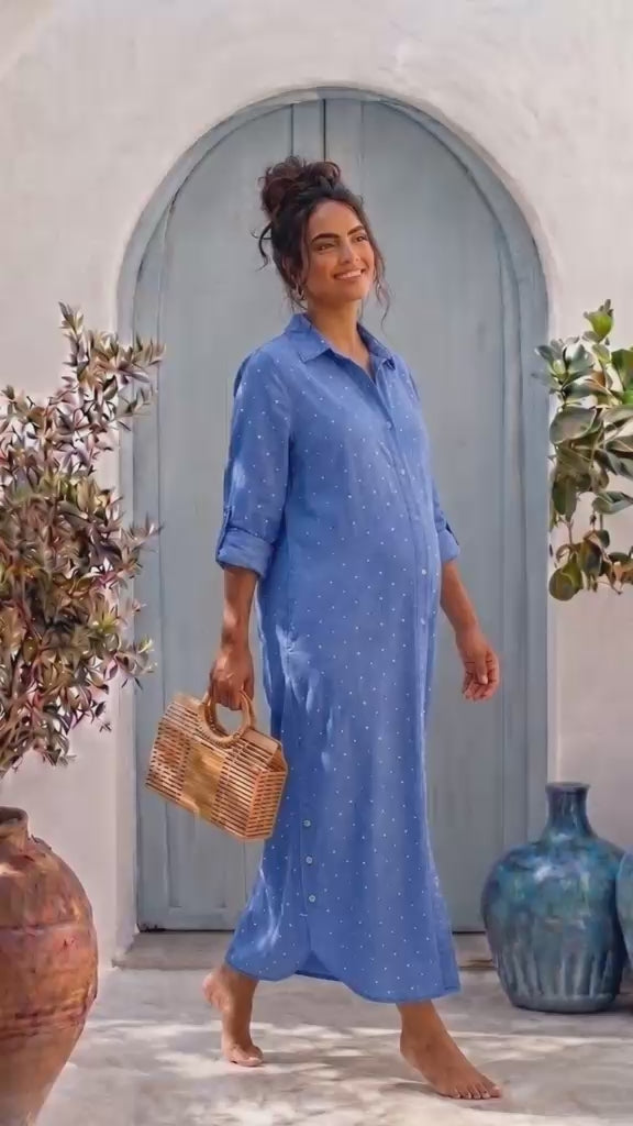 Blue Strass Chemise Dress